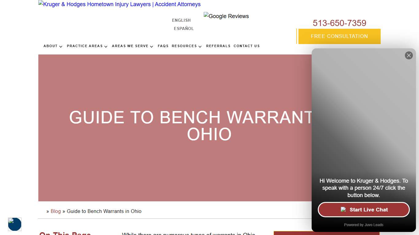 Guide to Bench Warrants in Ohio | Free Consultation | Kruger & Hodges Hometown Injury Lawyers